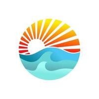 strand eiland landschap logo. strand logo ontwerp vector. strand logo buiten zomer reizen zon voorraad vector