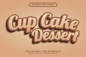 dessert cup cake 3D-teksteffect en bewerkbaar teksteffect vector