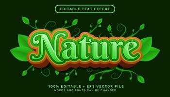 natuur 3D-teksteffect en bewerkbaar teksteffect met bladillustratie vector