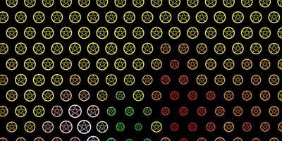 donkere veelkleurige vectorachtergrond met occulte symbolen. vector