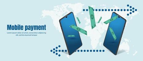 mobiel geld overmaken veilig en gemakkelijk wereldwijd betalingsconcept vector