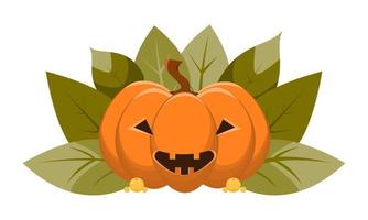vectorillustratie pompoen met eng gezicht. Halloween-concept. vector