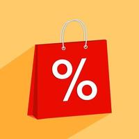 vectorillustratie van papieren zak met procentteken. concept van kortingen, verkoop, winkelen. vector