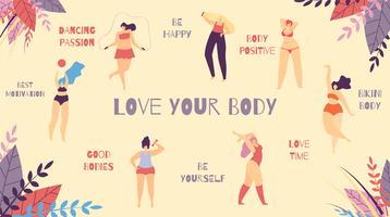 Love Your Body Beste motiverende sloganbanner vector