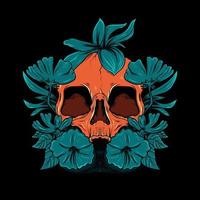 illustratie van horror schedel met bloem voor t-shirt design vector