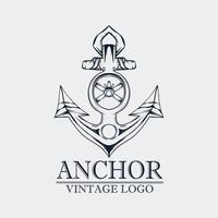 hand tekenen anker vintage logo vector