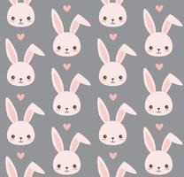 schattig konijntjespatroon. konijn hoofd vector naadloze achtergrond. konijntjesgezicht met harten. Valentijnsdag.