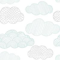 wolken vector patroon. schattige doodle wolken naadloze achtergrond. hand getekend scandinavisch printontwerp.