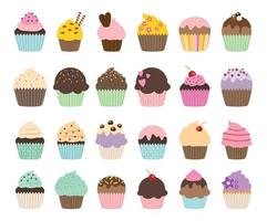 set van schattige vector cupcakes en muffins