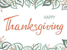 handgetekende happy thanksgiving typografie. kalligrafie belettering vector