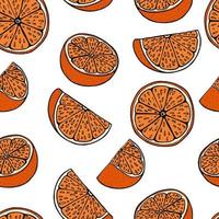 hand getrokken fruit naadloos patroon met sinaasappel. vectorillustratie, op witte achtergrond voor stof, textiel, papierontwerp vector