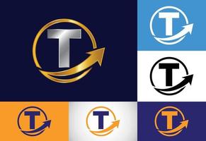 eerste t monogram alfabet symbool ontwerp opgenomen met de pijl. financieel of succes logo concept. lettertype embleem. logo voor bedrijf en bedrijfsidentiteit vector