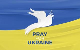 bid voor Oekraïne. realistische Oekraïense vlag met vliegende vredesduif. vector