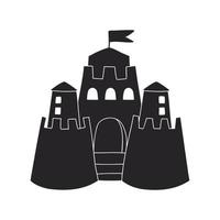 zandkasteel Eenvoudige vectorillustratie op witte achtergrond. zandkasteel silhouet afbeelding vector