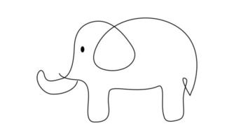 een lijntekening, olifant vectorillustratie. abstracte minimalistische stijl van dieren in het wild. continue hand getekend geïsoleerd op een witte achtergrond. vector