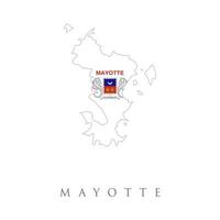 kaart en nationale vlag van mayotte, kaart van mayotte met vlag geïsoleerd op een witte achtergrond, vectorillustratie vector