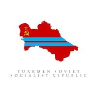 Turkmeense sovjet-socialistische republiek vlag kaart. geïsoleerd op witte achtergrond vector