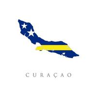 Curaçao kaart gekleurd met vlag kleuren geïsoleerde vectorillustratie. curacao kaart vlag. kaart van curacao met de curacao vlag geïsoleerd op een witte achtergrond. vector
