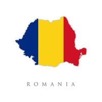 kaart van roemenië met vlag geïsoleerd op een witte achtergrond. vectorillustratie. vector geïsoleerd vereenvoudigd illustratiepictogram van de kaart van Roemenië. nationale Roemeense vlag rode, gele, blauwe kleuren