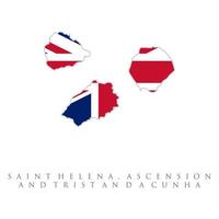 tristan da cunha het logo van de reisbestemming - vector logo ontwerp van het reisbedrijf. vector heilige helena, hemelvaart en tristan da cunha kaart silhouet, geschilderd in de kleuren van een nationale vlag