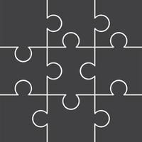 puzzel legpuzzel set van 9 gratis vector plat ontwerp in zwart-wit kleur met verschillende soorten vorm klaar voor gebruik en bewerkbaar