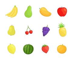 fruit pictogrammenset in vlakke stijl ontwerp vector