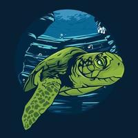 vectorillustratie van een schildpad die in de zee zwemt vector