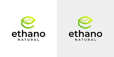 letter e monogram natuur logo ontwerp met een lichte achtergrond. vector