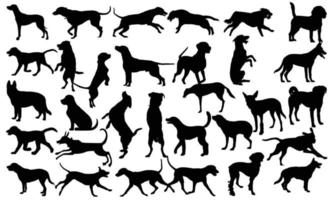 vector silhouet van hond op witte achtergrond.