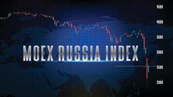 abstracte futuristische technische achtergrond van moex russia index en candle stick chart graph vector