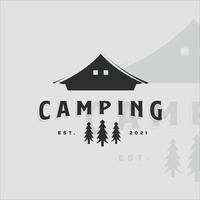 camping avontuur logo vintage vector illustratie pictogram sjabloonontwerp. buitenshuis symbool voor reisorganisatie