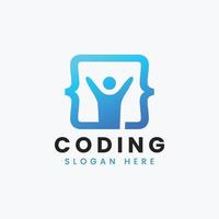creatieve abstracte moderne programmering codering logo ontwerp, kleurrijke gradiënt codering logo sjabloon vector
