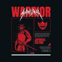 samurai met streetwear-lay-outontwerp vector