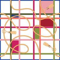 Riemen, kettingen en kwasten geometrisch naadloos patroon vector