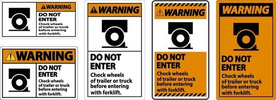 waarschuwing wielblokken van aanhangwagen teken op witte achtergrond vector