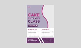 taart decoratie klasse flyer ontwerp. vector sjabloonontwerp voor taartdecoratie. omslag, a4-formaat, folder posterontwerp, flyer ontwerp.