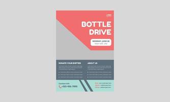 flyer-sjablonen voor flessenaandrijving. liefdadigheidsdonatie flyer folderontwerp. omslag, A4-formaat, poster, flyerontwerp. vector
