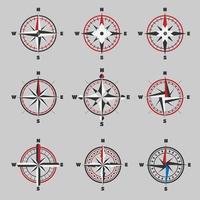 kompas. windrichtingen in verschillende modellen vector