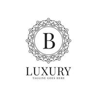 letter b luxe cirkel minimalistische kant decoratie vector logo ontwerp