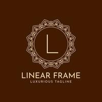 letter l minimalistische cirkel frame lineaire luxe decoratie vector logo ontwerp