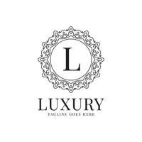 letter l luxe cirkel minimalistische kant decoratie vector logo ontwerp