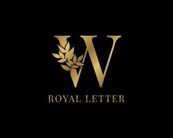 luxe decoratieve vintage gouden koninklijke letter w vector