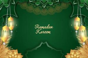 ramadan kareem islamitische stijl groene en gouden luxe met mandala vector