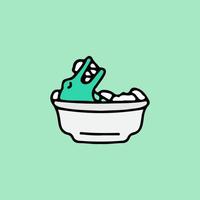 krokodil op badkuip, illustratie voor t-shirt, sticker of kleding koopwaar. met doodle, retro en cartoonstijl. vector