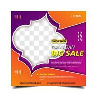 ramadan verkoop sociale media sjabloon. ramadan super sale, mega sale en big sale vector