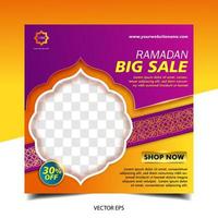 ramadan verkoop sociale media sjabloon. ramadan super sale, mega sale en big sale vector