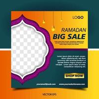 ramadan verkoop sociale media sjabloon. ramadan super sale, mega sale en big sale vector