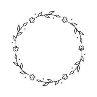 lente bloemen krans geïsoleerd op een witte achtergrond. rond frame met bloemen. vector handgetekende illustratie in doodle stijl. perfect voor kaarten, uitnodigingen, decoraties, logo, verschillende ontwerpen.