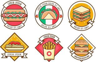 badgeset met fastfood-logo vector