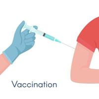 covid-19 vaccinatie toegediend door een medisch werker of gezondheidswerker vector